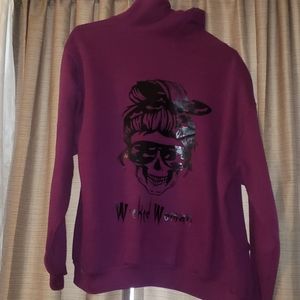 Purple wicked woman skull print hoodie size medium